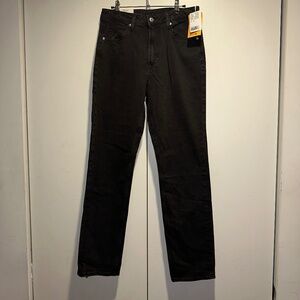 H&M Slim Straight High Waist Jeans Black/Coated